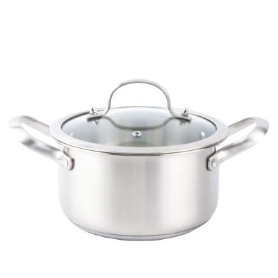 China Sustainable Top Selling OEM/ODM 304 Stainless Steel With Glass Lid And Handle Double Layer Soup Pot for sale