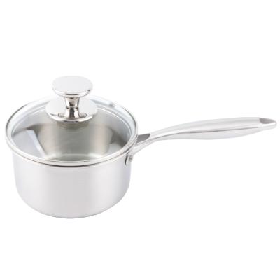 China OEM / ODM 304 Stainless Steel Sustainable With Glass Lid And Handle Kitchen Cooking Pot Milk Pot for sale