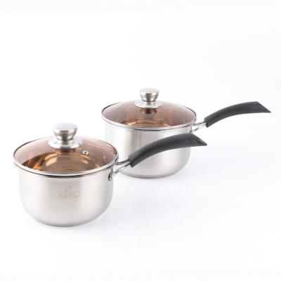 China Sustainable Hot Selling Yuantai OEM/ODM 201 Stainless Steel With Glass Lid And Handle Plated Steel Milk Pot for sale