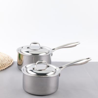 China Yuantai OEM/ODM 304 Stainless Steel Viable Clad Steel Milk Pot with Steel Lid and Handle for sale