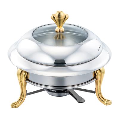 China Hot Selling Yuantai OEM/ODM Stainless Steel Golden Crown Shaped Chafing Dishes Shake Serving Tray for sale