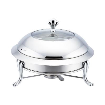 China Hot Selling Yuantai RTS Stainless Steel Silver Crown Shaped Chafing Dishes Shake Serving Tray for sale