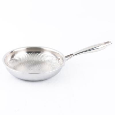 China Minimalist Yuantai OEM/ODM 304 Stainless Steel Triple Layer Frying Pan Wok Pot Embossing Casserole for sale