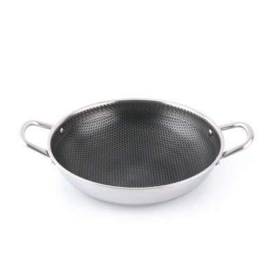 China Durable High Quality Yuantai OEM/ODM 304 Stainless Steel With Double Ear Steel Compound Steel Wok for sale