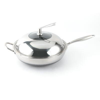 China Durable Luxury Yuantai OEM / ODM 304 Stainless Steel With Cover Steel Compound Steel Wok for sale