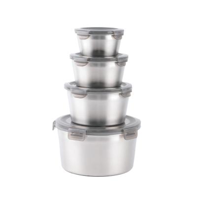 China Yuantai OEM/ODM 4pcs 304 Stainless Steel Round Shape Box Viable Hot Selling Stock Pot Sets Cool-keep Box for sale