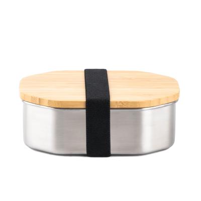 China Yuantai RTS 304 Stainless Steel Food Bowls Single Layer High Quality Viable Food Carrier With Bamboo Lid for sale