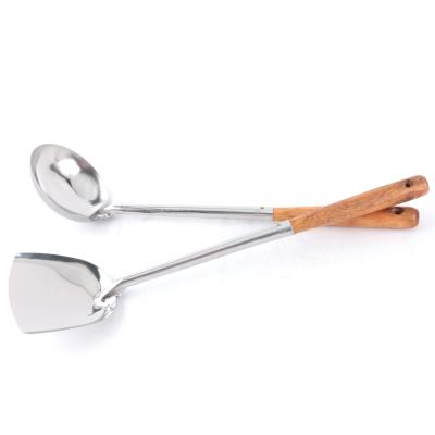 China Hot selling viable OEM/ODM 410 stainless steel with electric welding handle wooden spatula and spoon for sale