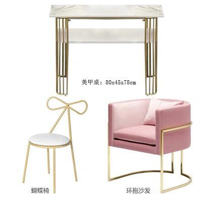 China Fashionable double beams salon nail drier table gold legs nail table modern manicure table for sale