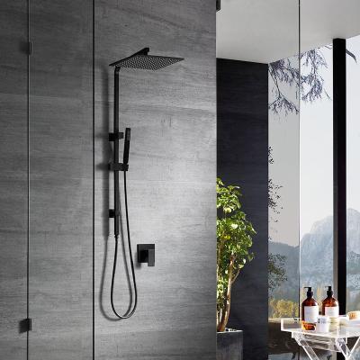 China With Slide Bar Square SUS304 Shower Faucet Black Shower Sets Watermark/ACS/CE for sale