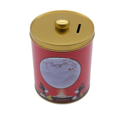 China Wholesale Customized Recyclable Round Tin Coin Bank Currency Box Boxes for sale