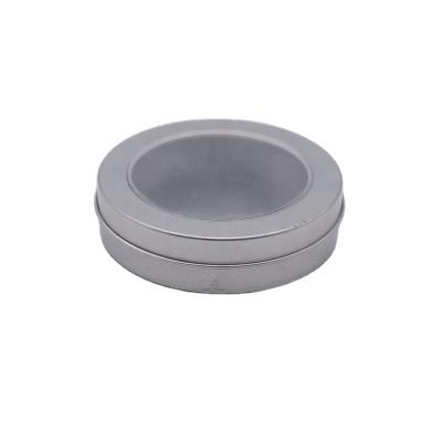 China 2021 Factory Wholesale Recyclable Custom Window Tin Box Round Saffron Packing Tin Pack Container for sale