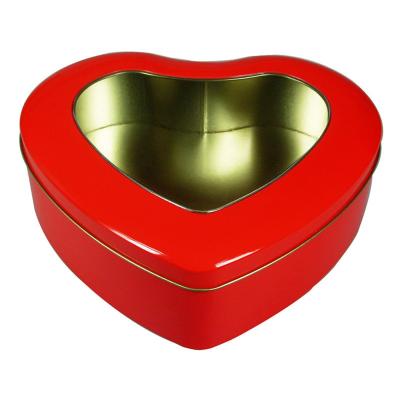 China Factory Promotion Wholesale Custom Love Heart Shaped Wedding Packaging Tin With Window Boxes for sale