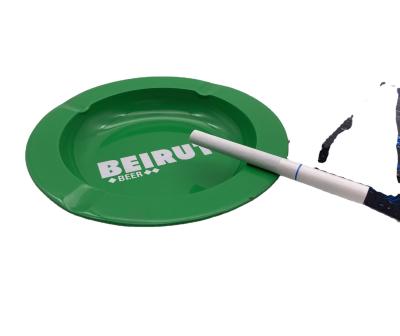 China Classic Clearance Green Fashion Round Ash Tray Metal Tin Ashtray for sale