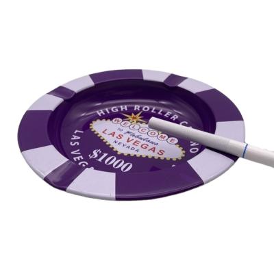 China Classic design D130*20 ashtray tabacco clearance fashion casino chip model tray for sale