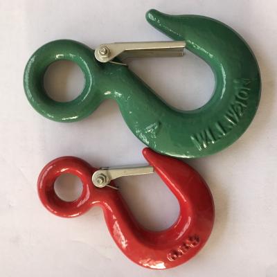 China Heavy Industry Drop Forged Painted US Type 320C 320A Eye Crane Lifting Hook With Safety Latch for sale