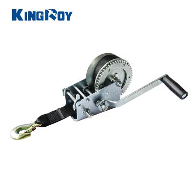 China Multipurpose High Quality Manual Portable Towing Winch 2500 Pounds Hand Winch Boat With 50mm Lashing Strap for sale