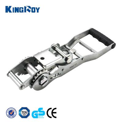 China KingRoy 5000kg 2inch 50mm ergo long handle ratchet 5T link heavy duty truck down lashing strap buckle for cargo control for sale