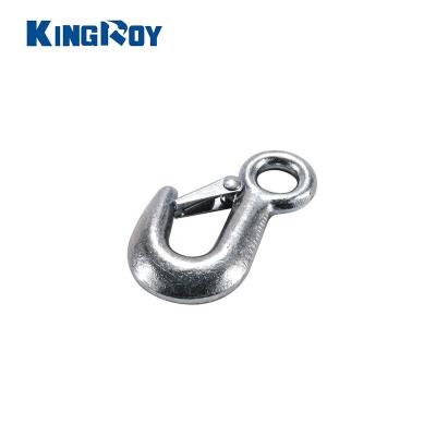 China Heavy Industry Steel Chain Hoist Galvanized Forged Eye Lifting Hook With Safety Lock For Cargo Control for sale