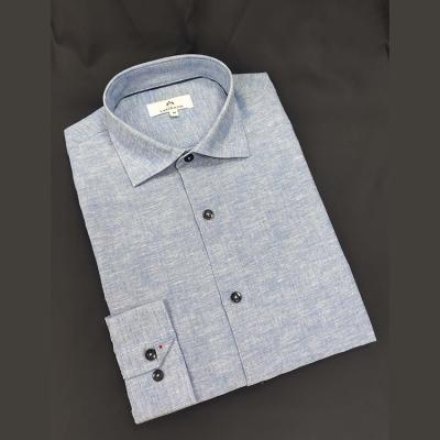 China Breathable Promo Price Cambric Autumn Casual Daily Life Men Viable Light Blue Shirt for sale