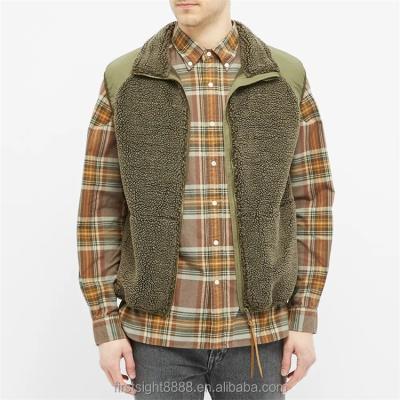 China Custom Anti-wrinkle fashion funnel neck raglan sleeves shearling sherpa fleece vest for men for sale