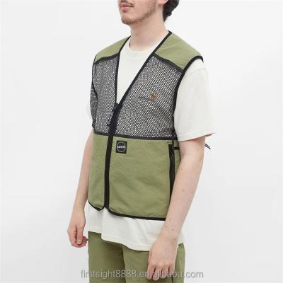 China Anti-wrinkle custom 100% nylon back pocket lightweight patchwork mesh vest for men for sale