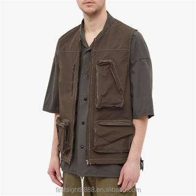 China Custom 100% Anti-Wrinkle Pockets Full Zip Nylon Multi Linlig Military Cargo Pockets Patch Duty Vest For Men for sale