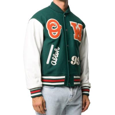 China Breathable Custom Chenille Embroidery Leather Sleeve Baseball Letterman Varsity Jacket For Men for sale