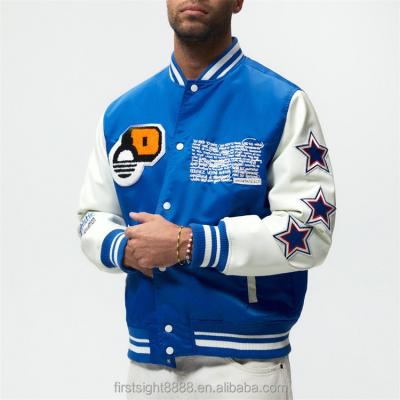 China QUICK DRY custom sleeve embroidery chenille patch OEM satin letterman silk varsity jacket for men for sale