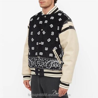 China OEM QUICK DRY custom leather full sleeve embroidery letterman corduroy varsity jacket for men for sale