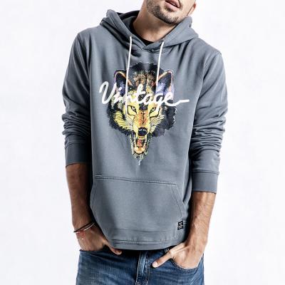 China 100% Anti-wrinkle 360gsm cotton French Terry pullover logo hoodie custom printing loose sweatshirt for men for sale