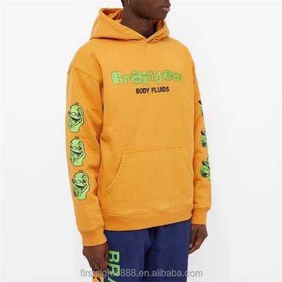 China Anti-wrinkle men custom cotton hood pullover 100% fixed printing hoodie without string for sale