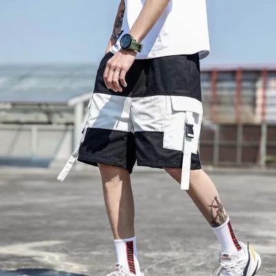 China Anti-wrinkle Summer Color Block Fleece Casual Cotton Shorts Hip Hop Streetwear Cargo Abbreviations Men for sale