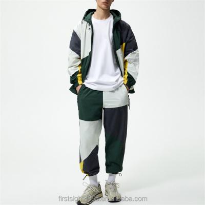 China OEM Custom 100% Nylon Breathable Patchwork Color Block Lightweight Technical Anorak Tracksuit For Men for sale