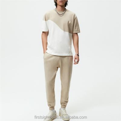 China OEM Breathable Custom Color Block T-Shirt And Jogger Pants Set Tracksuit For Men for sale