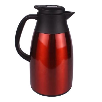 China 1.6L Stainless Steel Viable Termos Double Walled Vacuum Coffee Kettle Maintain Heat One-hand Hot and Cold Operation Plastic Coffee Pot for sale