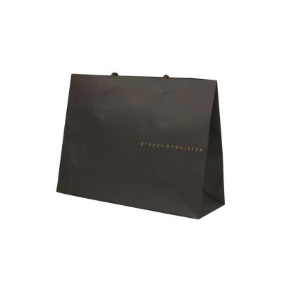 China Recyclable Custom Gold Foil Logo Black Printing Small Gift Paper Bags for sale