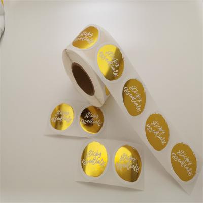 China Rose Gold Sticker Waterproof Round Logo Roll Thermal Printing Custom Stickers for sale