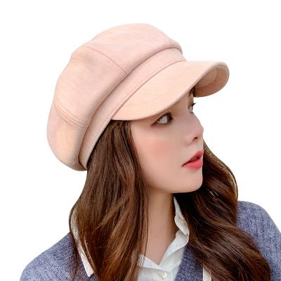 China Autumn and winter new fashion character berets British painter hat berets octagonal ladies leather berets retro for sale