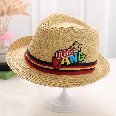 China Cowboy Sunblock Flat Straw Hats For Kids, Kids Picture Beach Sunshade Hat Fashion Straw Hats for sale