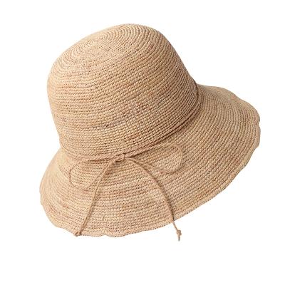 China Straw Beach Hats Wholesale Straw Bucket Hat OEM Summer New Style Comfy Monochrome Raffia Foldable Handmade Custom Hats for sale