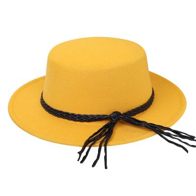 China Plush Flat Surface Leather Strip Two Color Edged New Fashion Popular Wholesale Custom Made Courtesy Hats Top Hats for sale