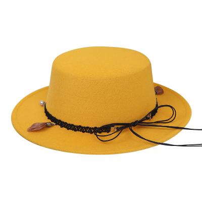 China Character Flat Surface Leather Rope Clover Two Color Sharpening New Fashion Wholesale Custom Formal Hats Top Hats for sale