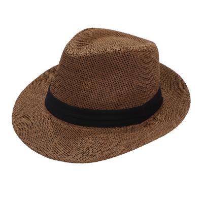 China Character Fashion Customized Top Hats Three Fold With Paper Cloth Big Brim Men's Paper Straw Top Hats for sale