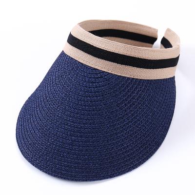 China Wholesale Children's Barred Beach Hats Summer Sun Visor Empty Top Straw Hats Kids for sale