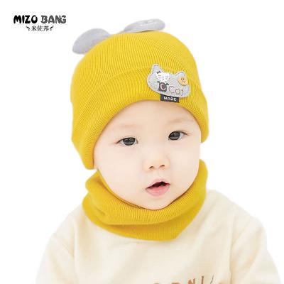 China Wholesale Cute Striped Newborn Baby Boy Girl Winter Knitted Baby Hats, Baby Hat and Scarf for sale