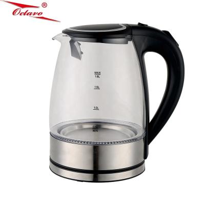 China 360 Degree Base 1.8l Degree Electric Tea Kettle Cordless Glass Hot Rotation Electric Glass Kettle for sale