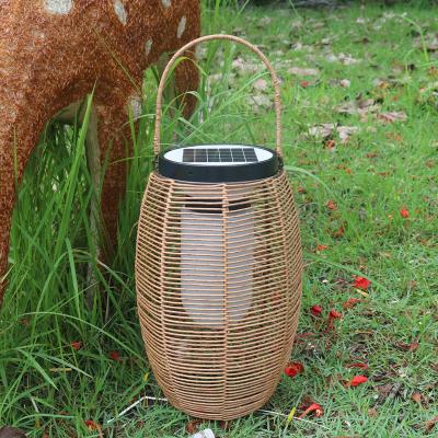 China IP65 Rattan Woven Solar Lights , 3500K Rattan Solar Powered Garden Lantern for sale