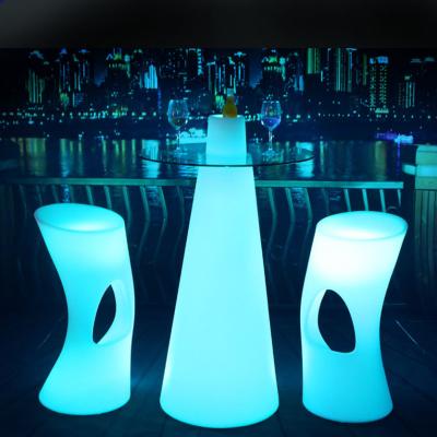 China Taper shape plastic led table glowing cocktail table for sale