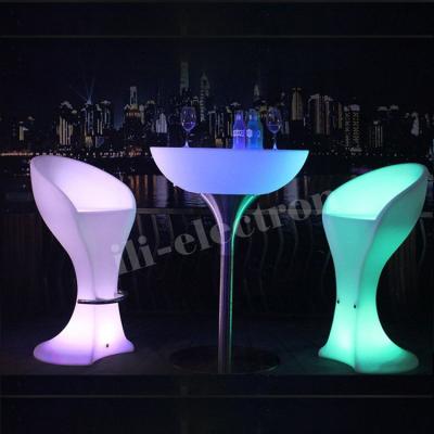 China Stylish rechargeable round PE plastic LED bar table/ LED coffee table/ night culb table for sale